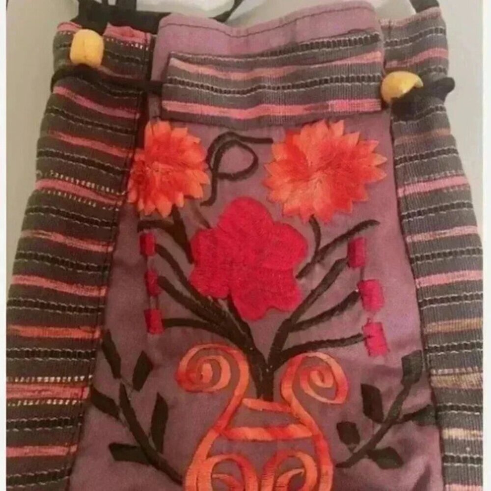 Womens Mexican Colorful Embroidery Mini Crossbody Bag Purse - Picture 2 of 9